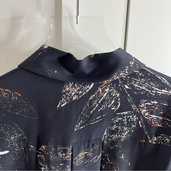 Ooshi Abstract Print Silk Button Down Shirt Dress Black size small - Picture 13 of 16